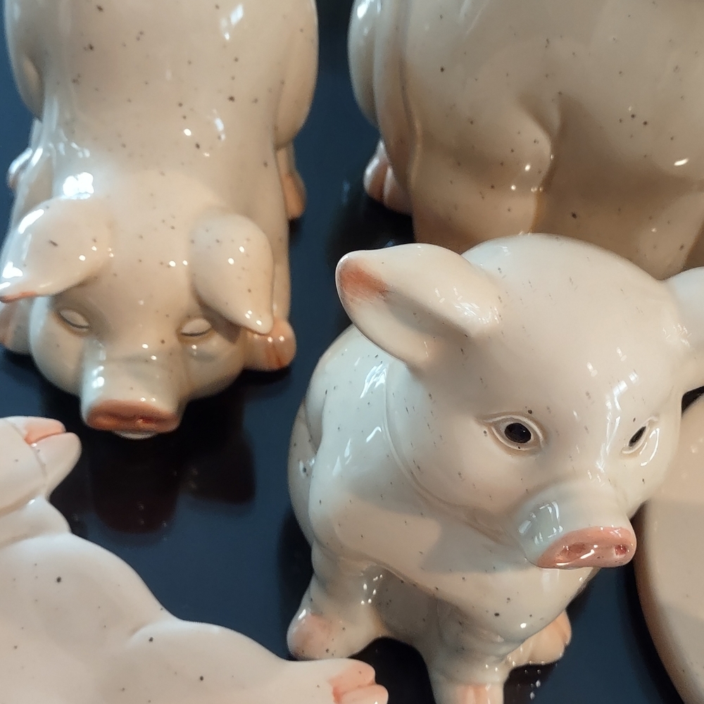 Kitchen set of ceramic pigs